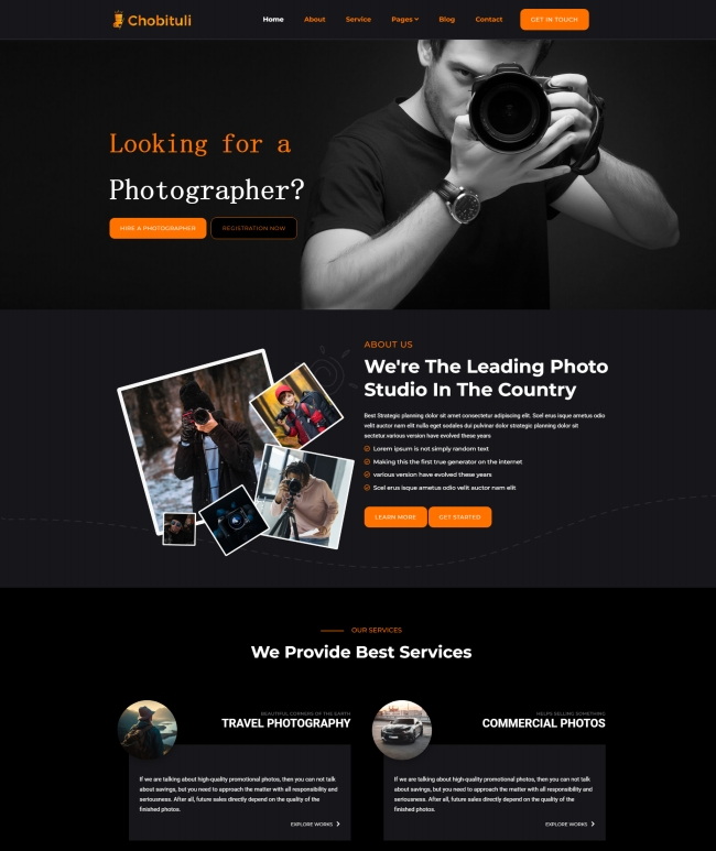 质感黑色风格摄影机构网站模板 前端模板 第1张