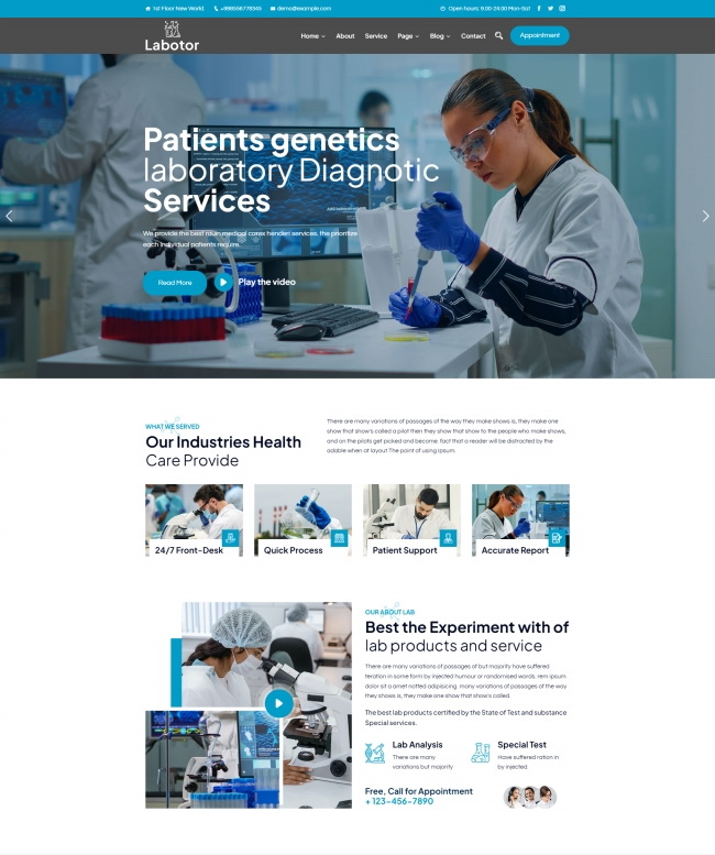 遗传学实验室诊断服务机构网站模板 前端模板 第1张